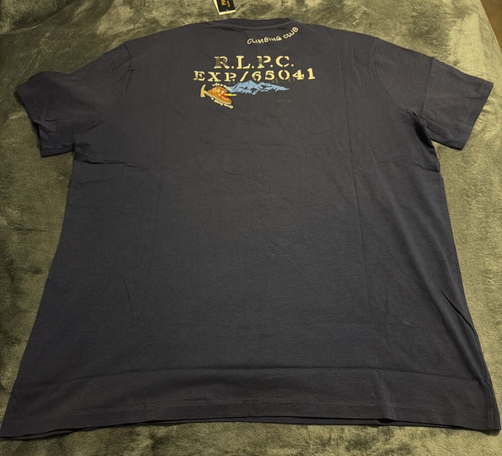 2XB POLO RALPH LAUREN Mens Big&Tall Navy “PEACE CLIMB LOVE” Graphic T-Shirt - Picture 11 of 16